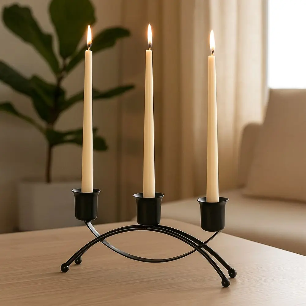 الحرف اليدوية النمط الأوروبي 3 الأسلحة شمعة حامل ثلاثة رئيس الزخرفية الحديد حامل شموع معدنية خمر الشمعدانات زينة عيد الميلاد #1