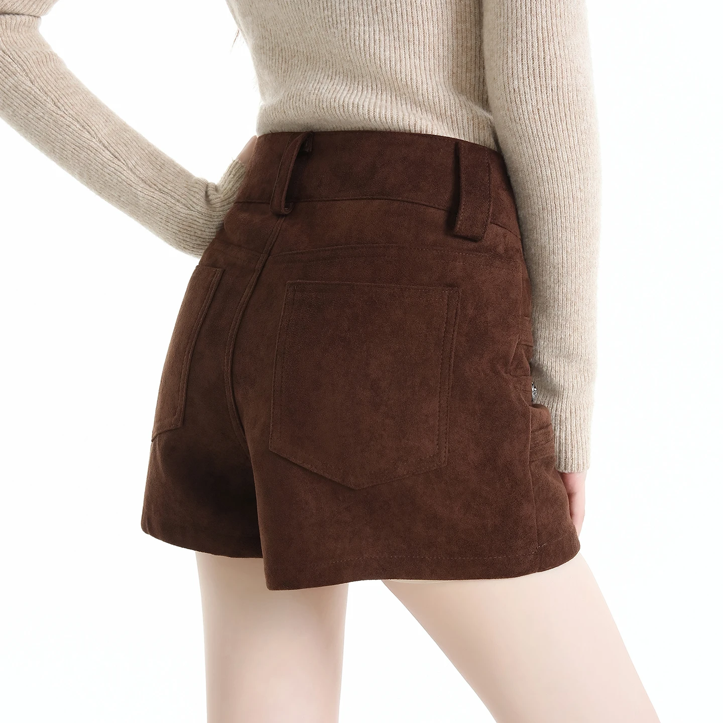 Women's Faux Suede Skirt Autumn Winter 2026 New Arrival High Waist Double-Breasted Hot Girl Skort Vintage Chic Elegant Shorts