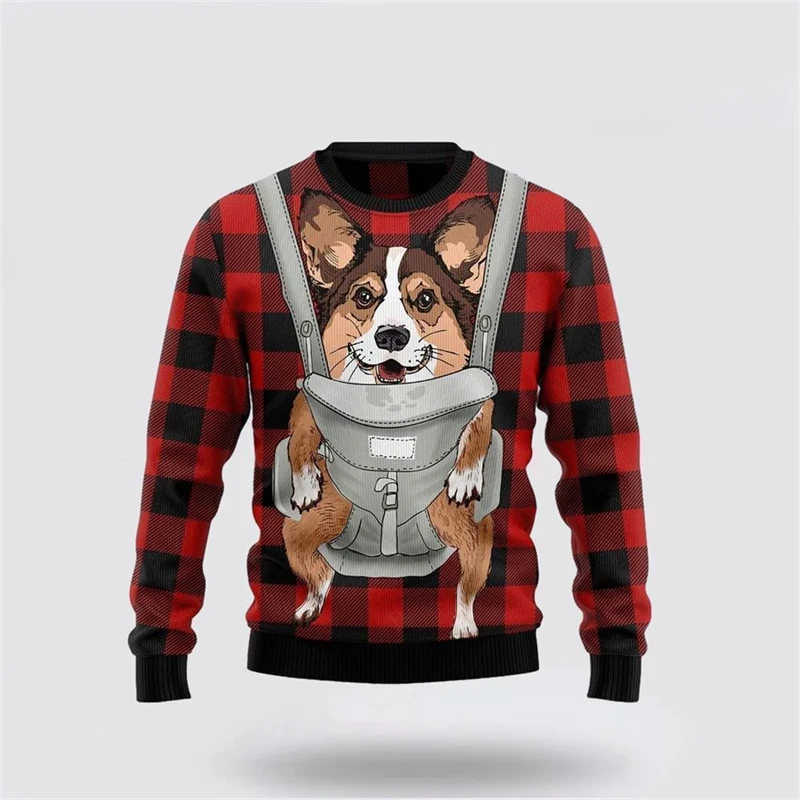 New Animal Dogs Graphic Ugly Christmas Sweater Fashion Pet Cat Dog Sweatshirts For Men Clothing Xmas Boy Gift Pullovers Tops 6XL