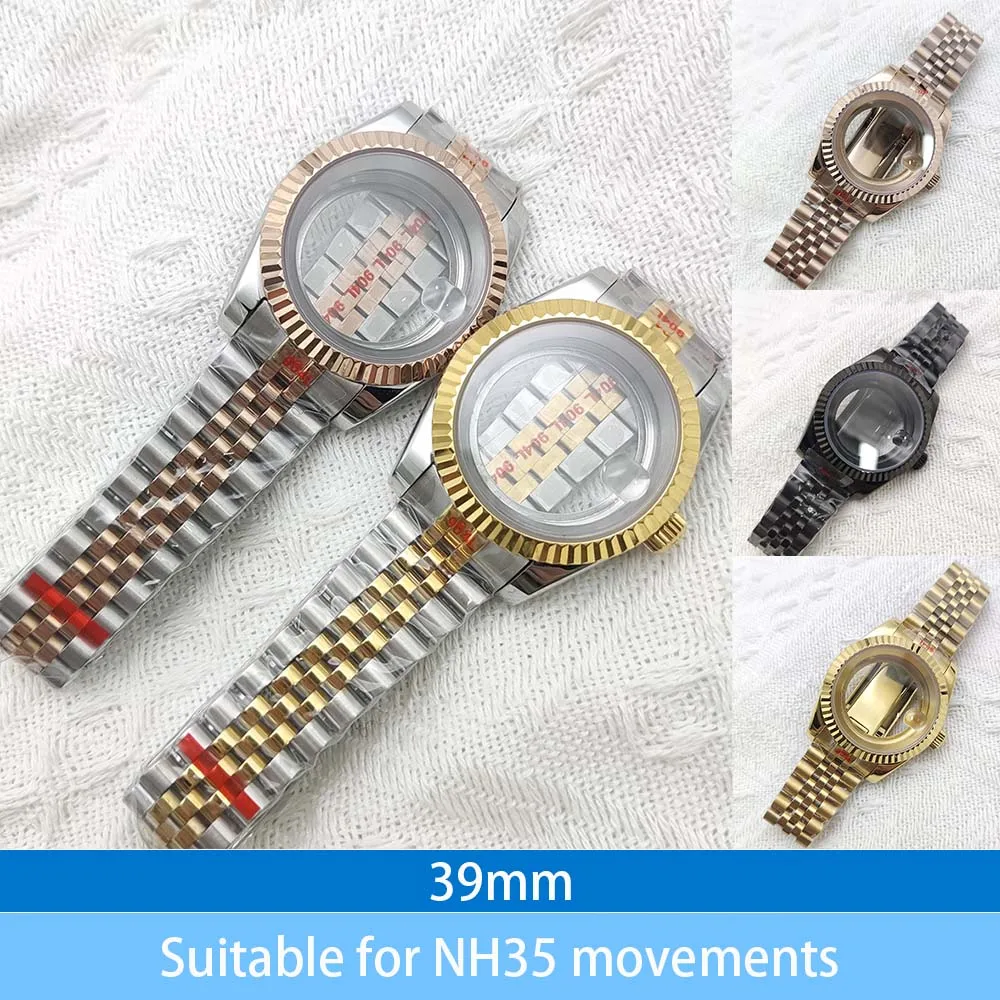

Men's 39mm Automatic Mechanical Watch Set in 5 Colors, Stainless Steel Case + Strap, Sapphire Glass