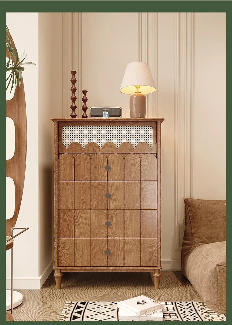 

Solid wood chest of drawers French retro living room bedroom integrated storage cabinet household storage drawer storage cabinet