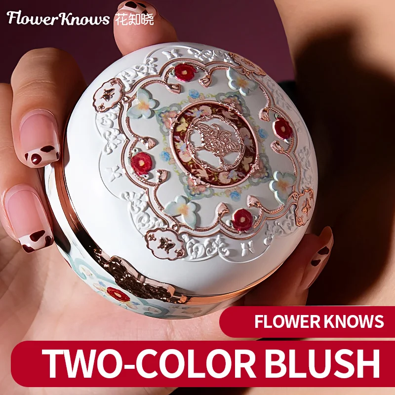 

Flower Knows Butterfly Cloud Shoulder Two-color Blush Matte Expansion Brightening Shrink Blush Box Embossed Makeup Women Gift