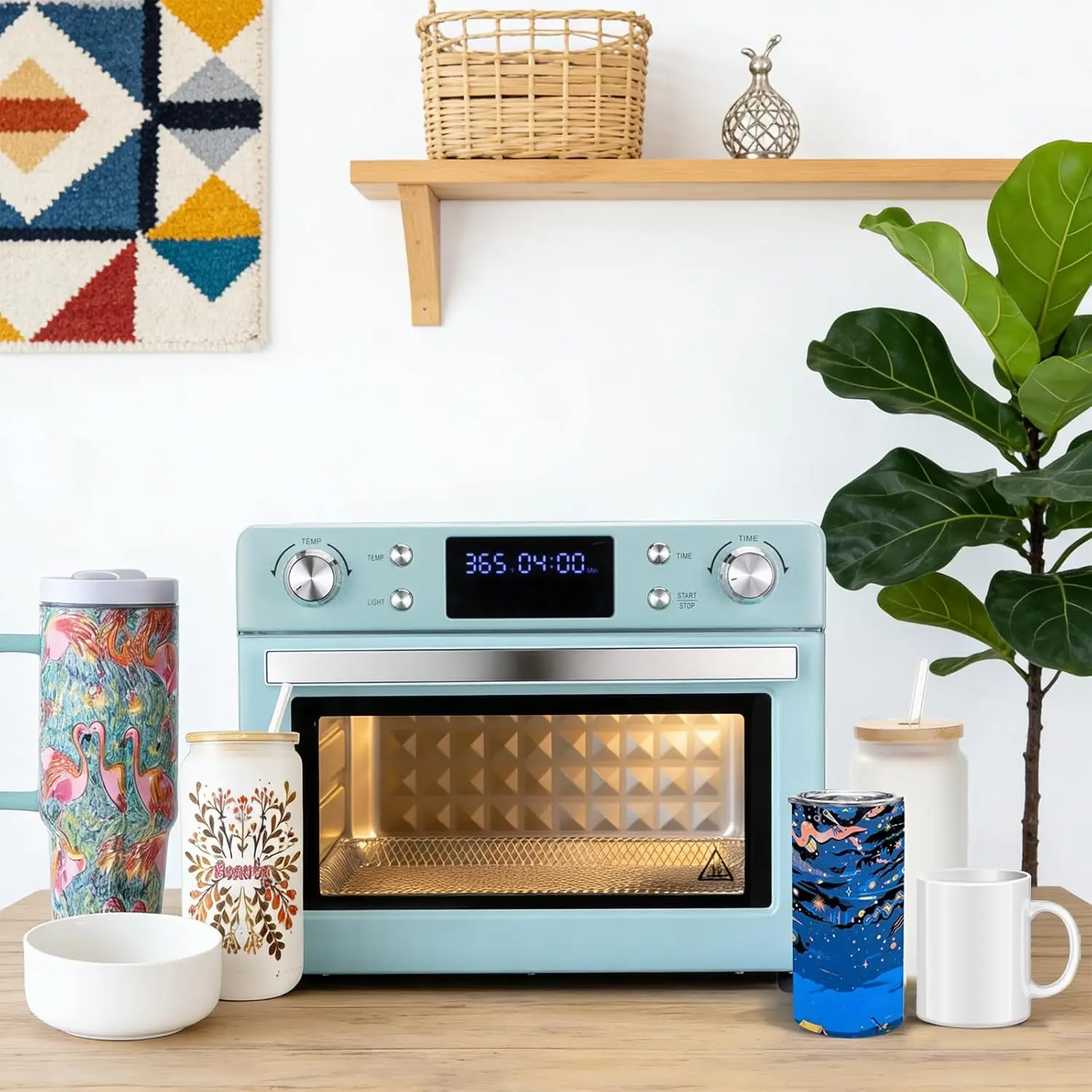 Large Capacity 25L Sublimation Convection Oven, 110V 1700W Blue Digital Display with LED Light, Includes Glove for Bulk Transfer