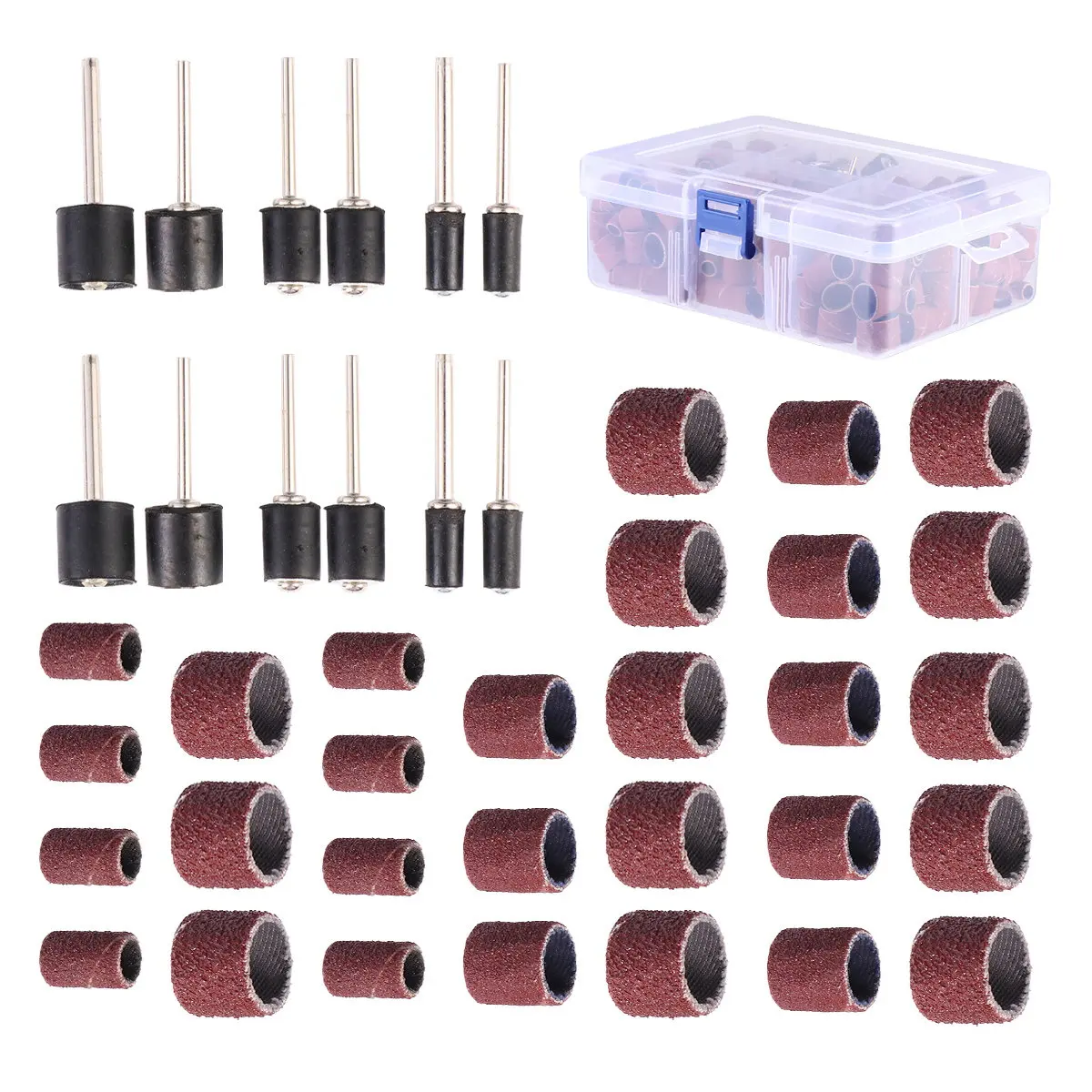 252Pcs Drum Sander Set Common Size Sanding Bands Sandpaper Sleeves Drum Mandrels Rotary Tool Accessories for Woodworking DIY
