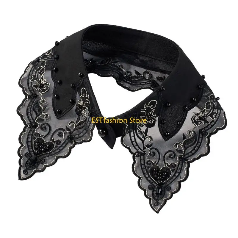 Y5GC Premium Lace Choker Neckpiece With Nacre Embellishments Comfortable Polyester Fashion Accessory