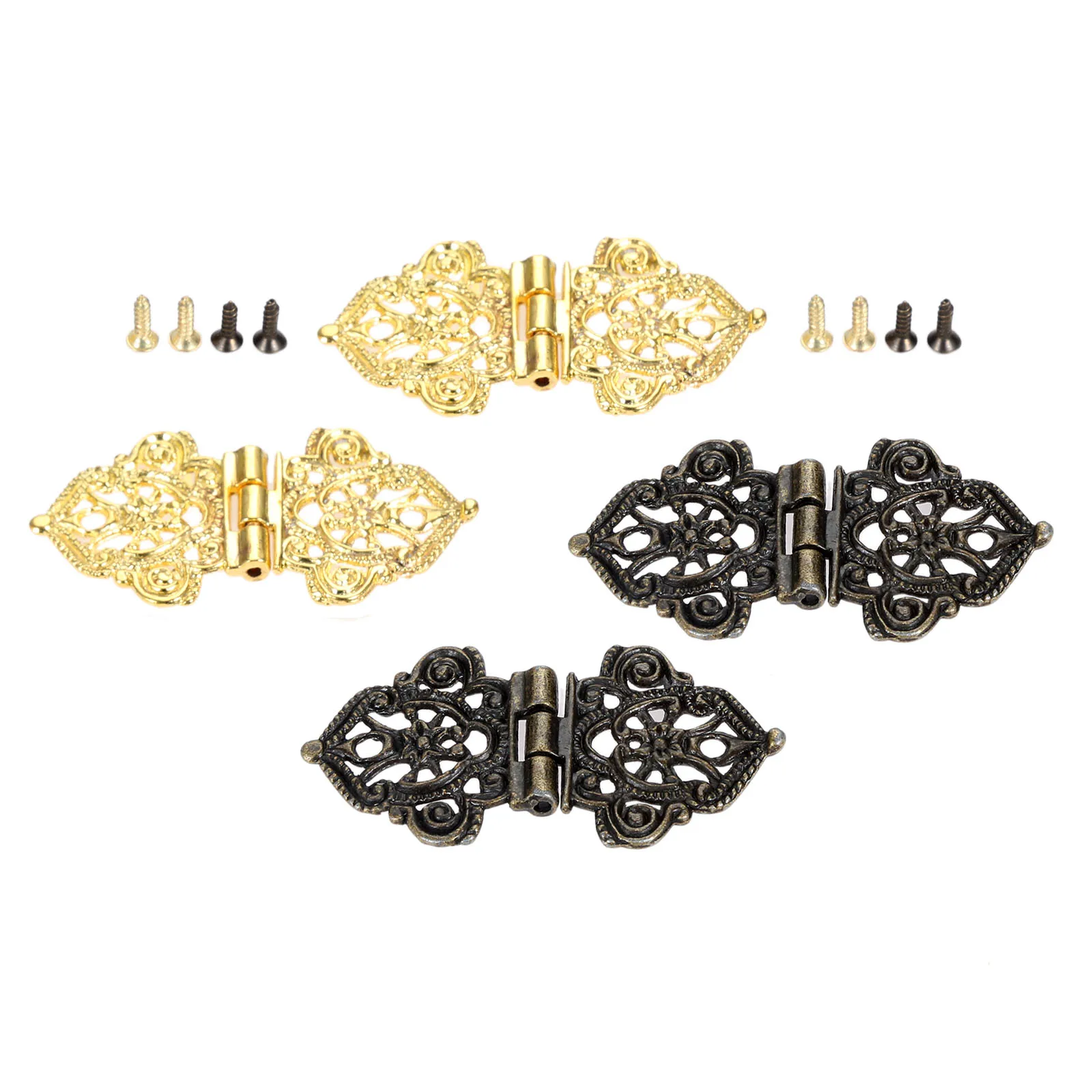2Pcs Hinges w/screw Antique Bronze/Gold 53*28mm Lace Decor Door Cabinet Jewelry Box Drawer Cupboard Furniture Old Fashion style