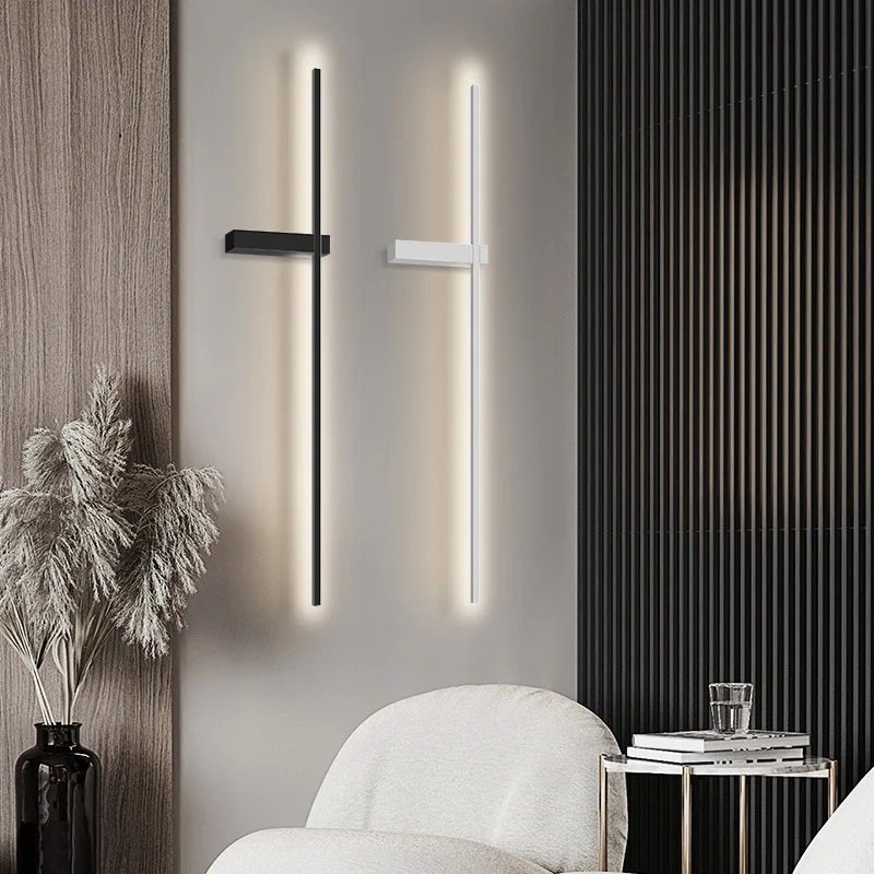 Modern Long Strip Wall lamp Bedroom Bedside Lighting Fixtures Living Room Hallway TV background Staircace grille line wall Light