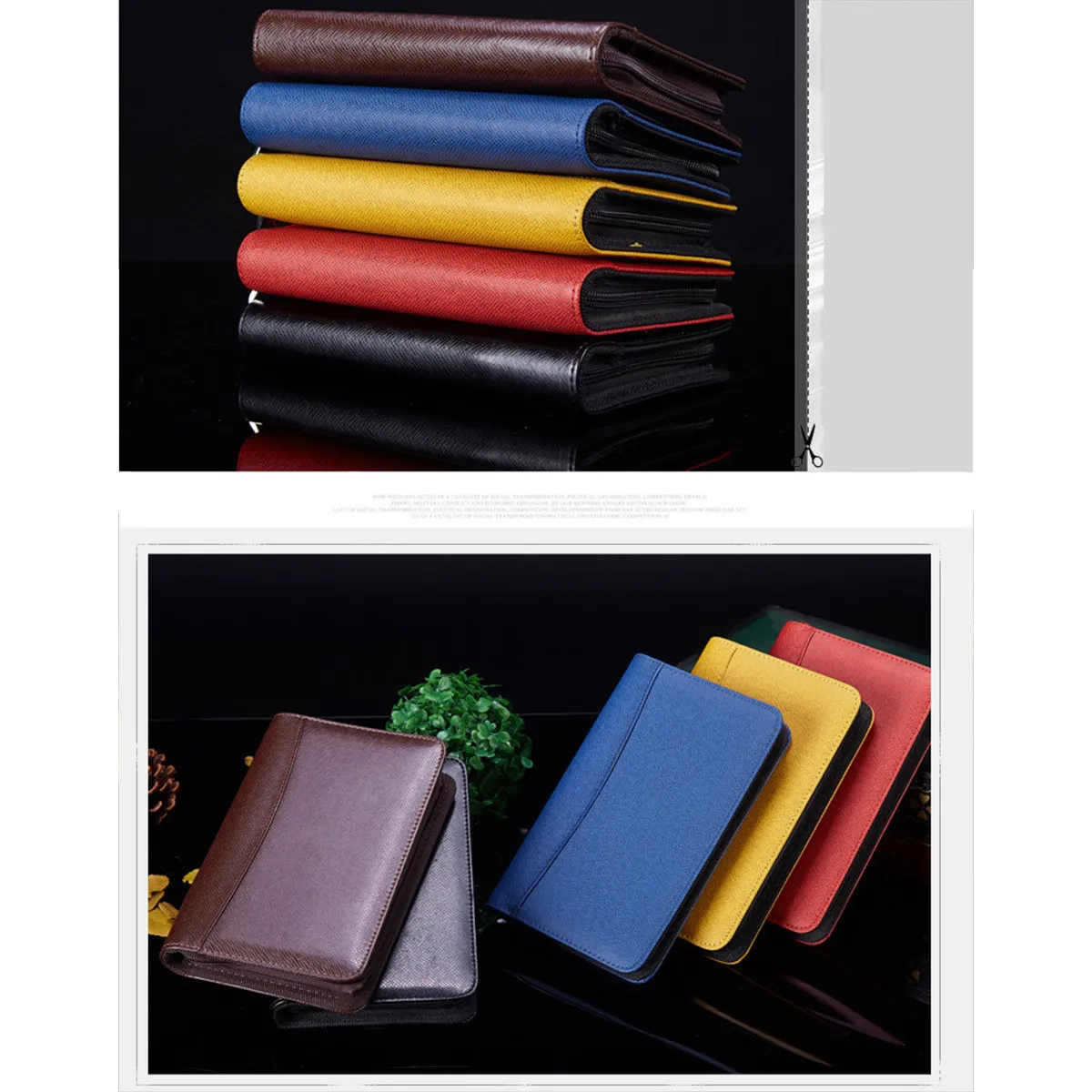 

A6 PU Zipper Notebook Loose-Leaf Business Notepad Black Calculator Travel Office Organizer Faux Notebook