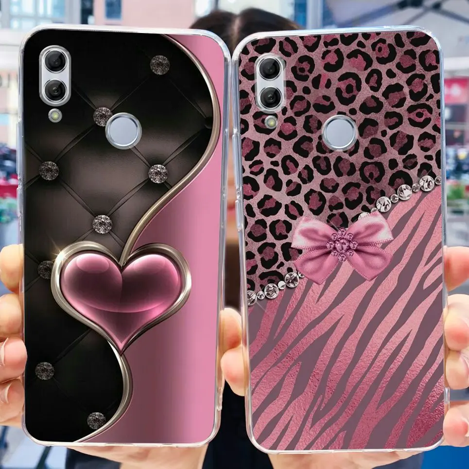 For Honor 10 Lite Back Case Soft TPU Silicone Soft Bumper Funda Women Fashion Flower Jelly Pattern Cover Honor 10i  10Lite Etui