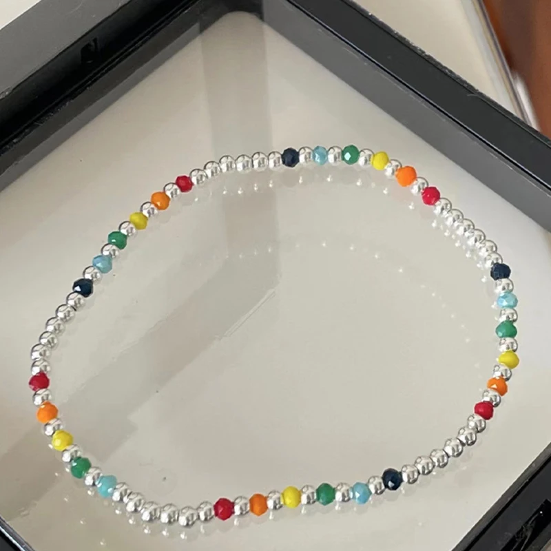FOXANRY Multicolor Bead Chain Elastic Anklet for Women Couples Summer New Trendy Elegant  Holiday Beach Party Accessories Gifts