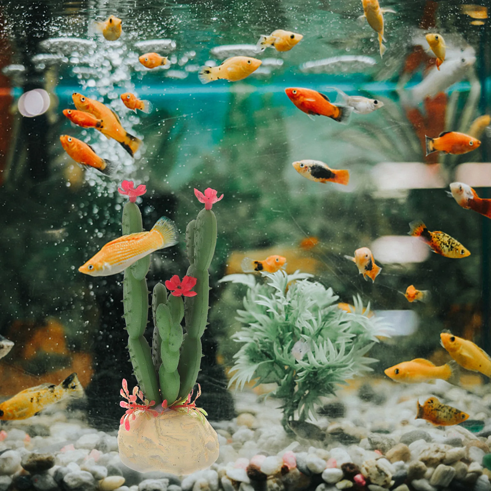 

Fish Aquarium Decor Cactus Terrarium Fake Plants Decoration Tank Desert Decorations for Reptiles Mini