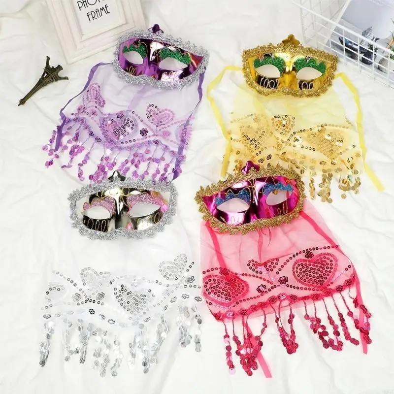 B95F Mặt nạ nửa mặt bí ẩn có mạng che mặt cho nữ Mặt nạ hóa trang cho nữ Mặt nạ công chúa