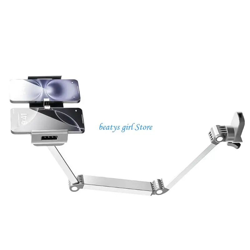 C7AB Multifunctional Aluminum Tablets Phone Stand Offering Adjustable Height 360 Swivels for Videos Calls and Office Work