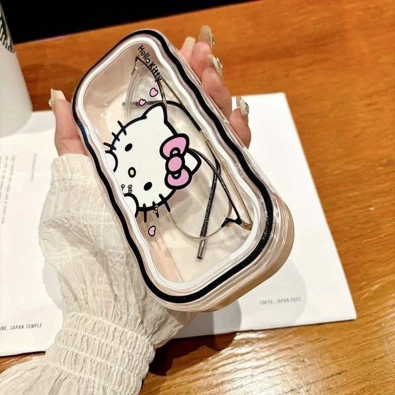 Hello Kitty transparante golvende brillendoos schattig praktisch stressbestendig opbergdoos mode veiligheidsbril vakantiecadeau