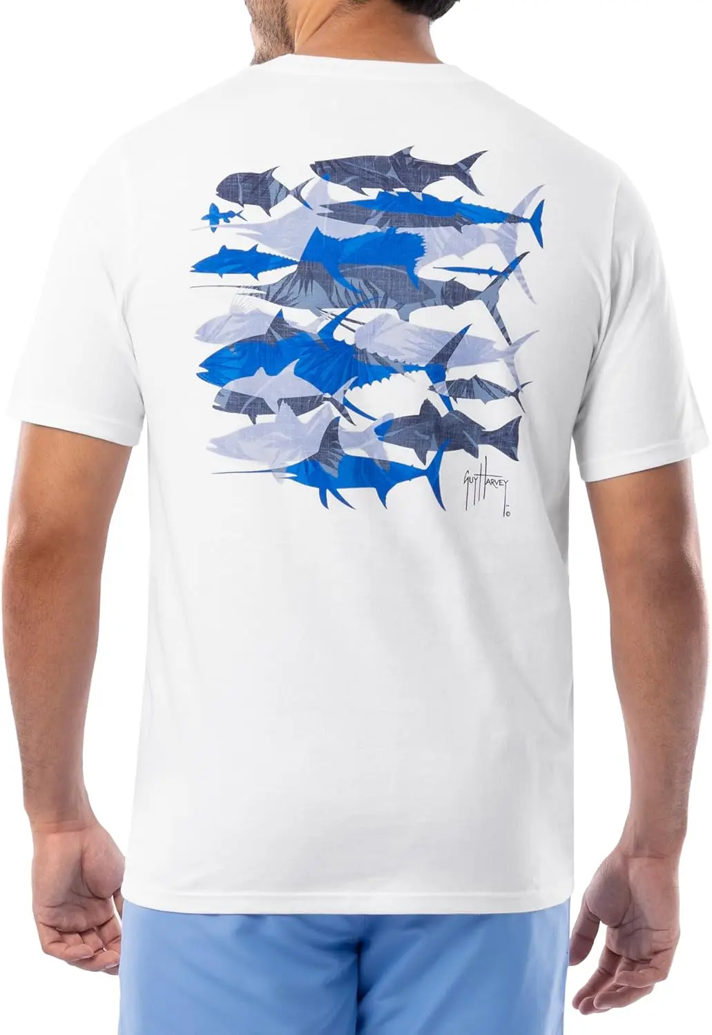 تي شيرت Guy Harvey للرجال من مجموعة Billfish بأكمام قصيرة وجيب - تي شيرت عصري لصيد الأسماك والمغامرة في الهواء الطلق من القطن #3