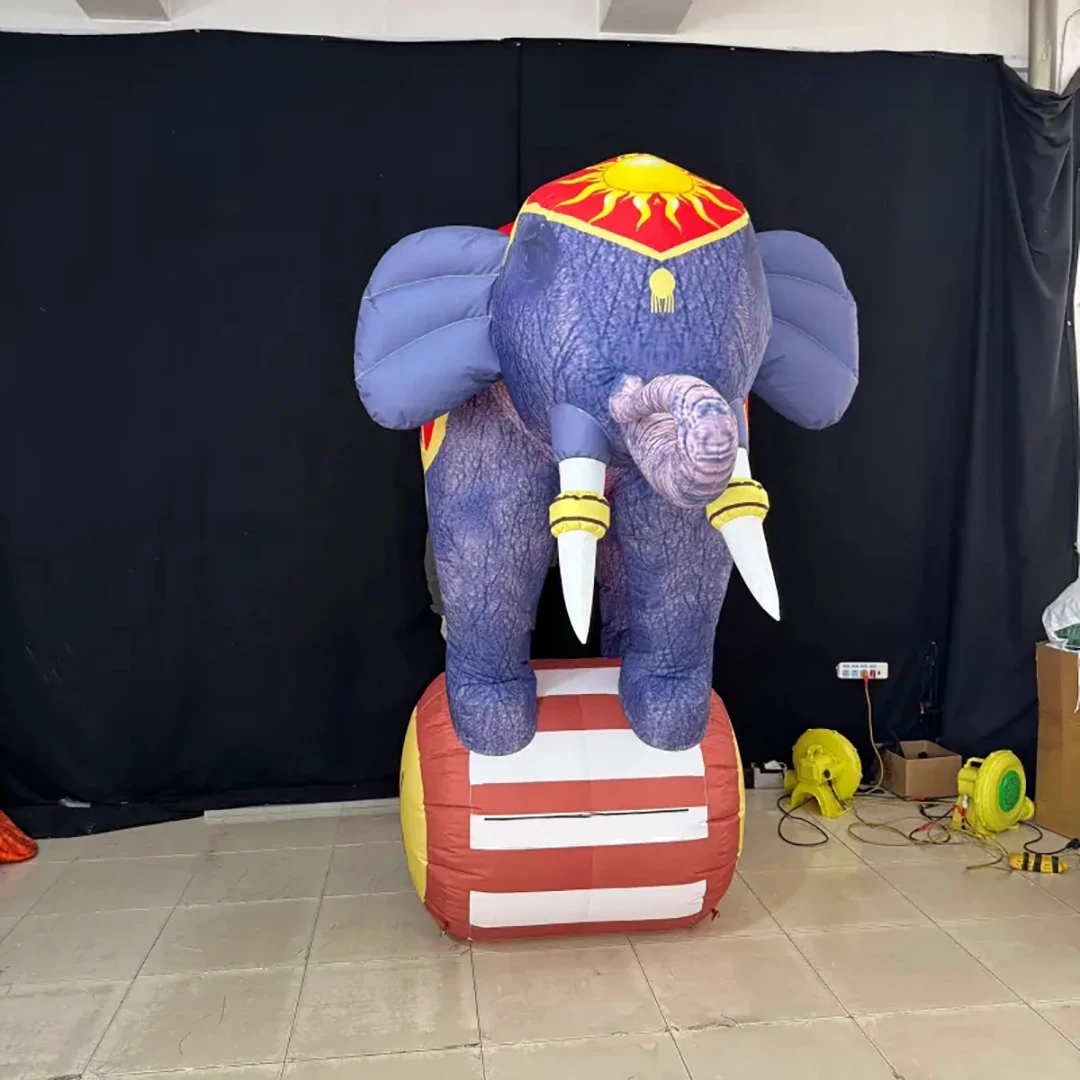 Giant Inflatabl Circus Elephant Doing Stunt Air Blow Creative Cartoon Animal Mascot Theme Party Decor for Event Advertise