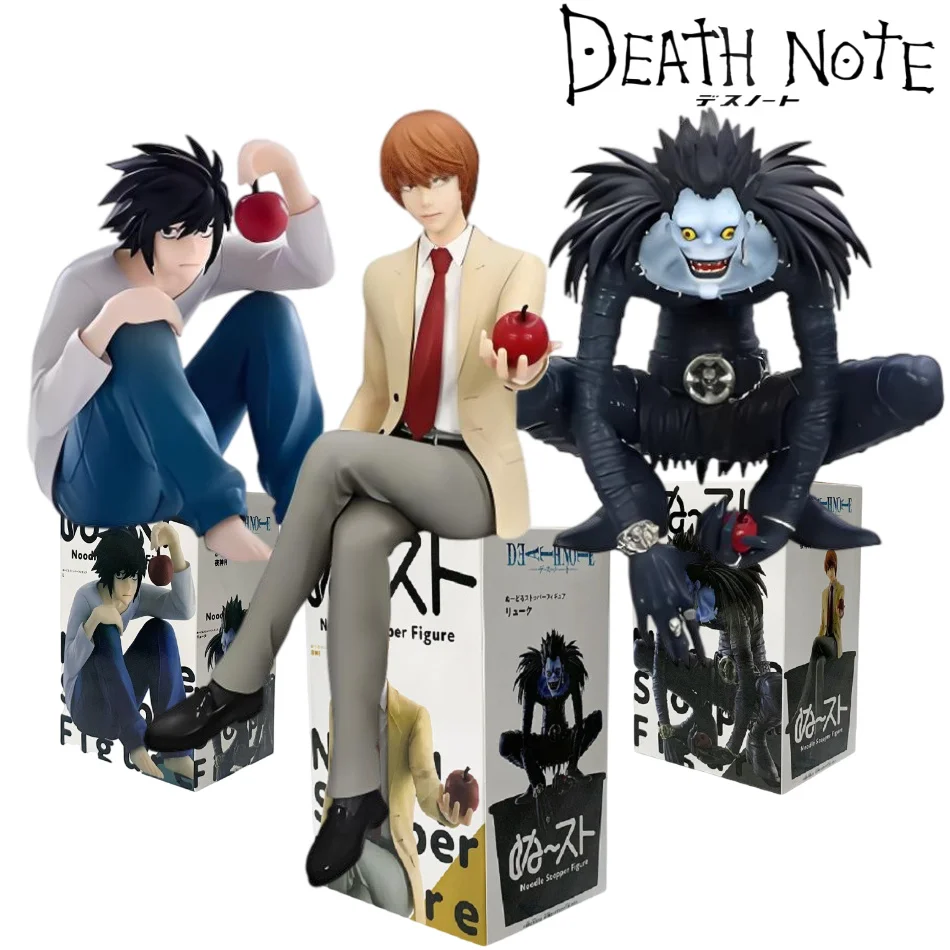 16cm Anime Death Note Figure Light Yagami/Ryuk Sitting Posture Pressure Instant Noodles Holding Apple PVC Model Toy Car Decorate
