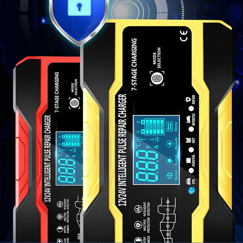 Imagem -02 - Carregador de Bateria de Carro Totalmente Automático 12v 10a 24v 5a Carregador de Reparo de Pulso de Carregamento Rápido Inteligente para Agm Gel Molhado Chumbo Ácido