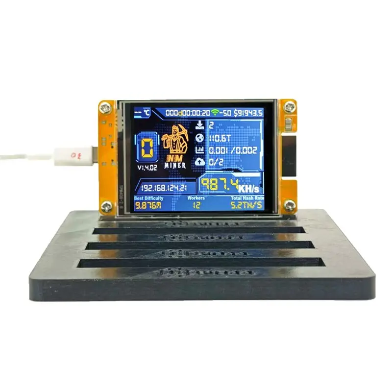 رائعة-Bitcoin Crypto Solo Miner 4X 987KH/S Nmminer Nerdminer + 4 فتحات حامل ترقية Harshrate 2.8 بوصة عرض ذكي