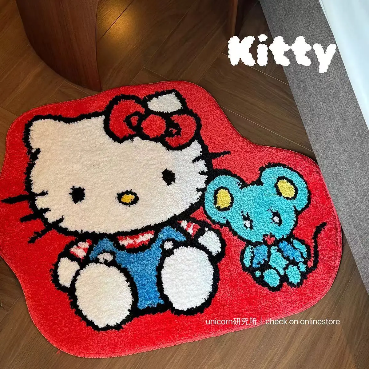 

Kawaii Hello Kitty My Melody Carpet Velvet Bedroom Bedside Living Room Foot Mat Tapestry Water Absorbent For Home Decoration