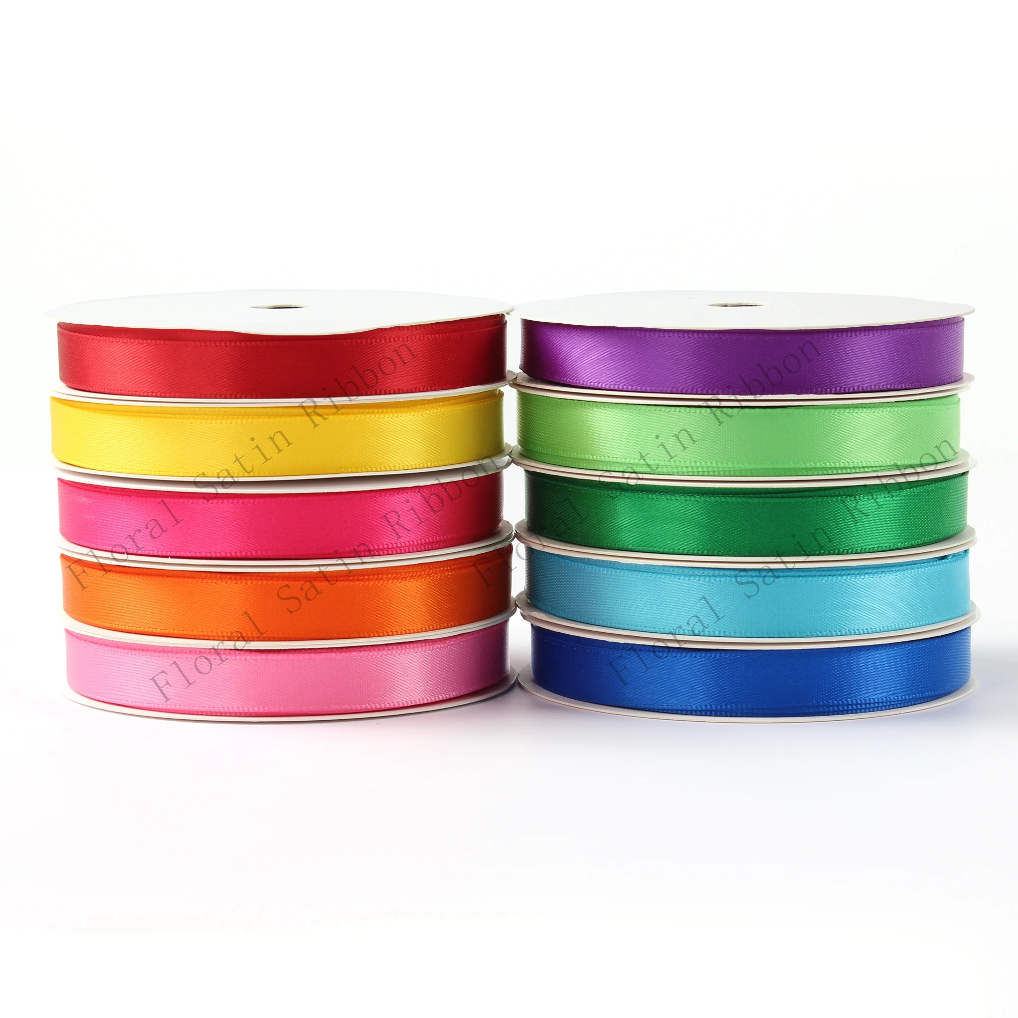 

Solid Satin Ribbon Set 9mm Mix 10 Colors 5Yards/roll Double Rainbow Ribbons for Craft Materials Hairbows DIY Sewing Accessories