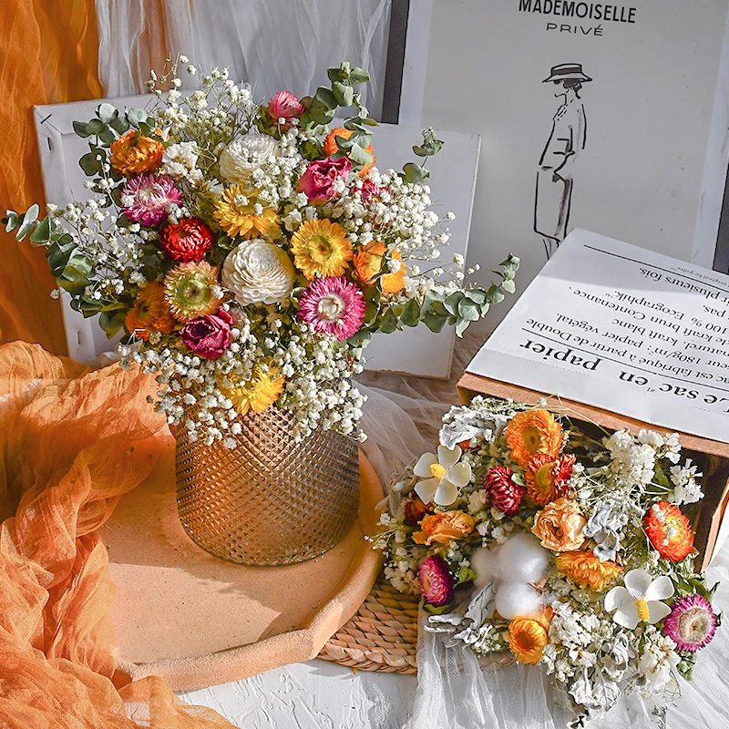 Dried Flower Bouquet Babys Breath Bouquet Luxury Decorations,Home Floral Arrangements,Room Wedding Centerpieces Table Flowers