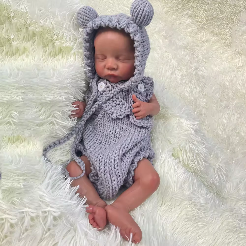 Reborn Boy preemy Soft 18 Inch Kid Boy Full Body 3D Painted Silicone Baby Reborn Doll Unfinished Newborn Africa Baby Doll Baby