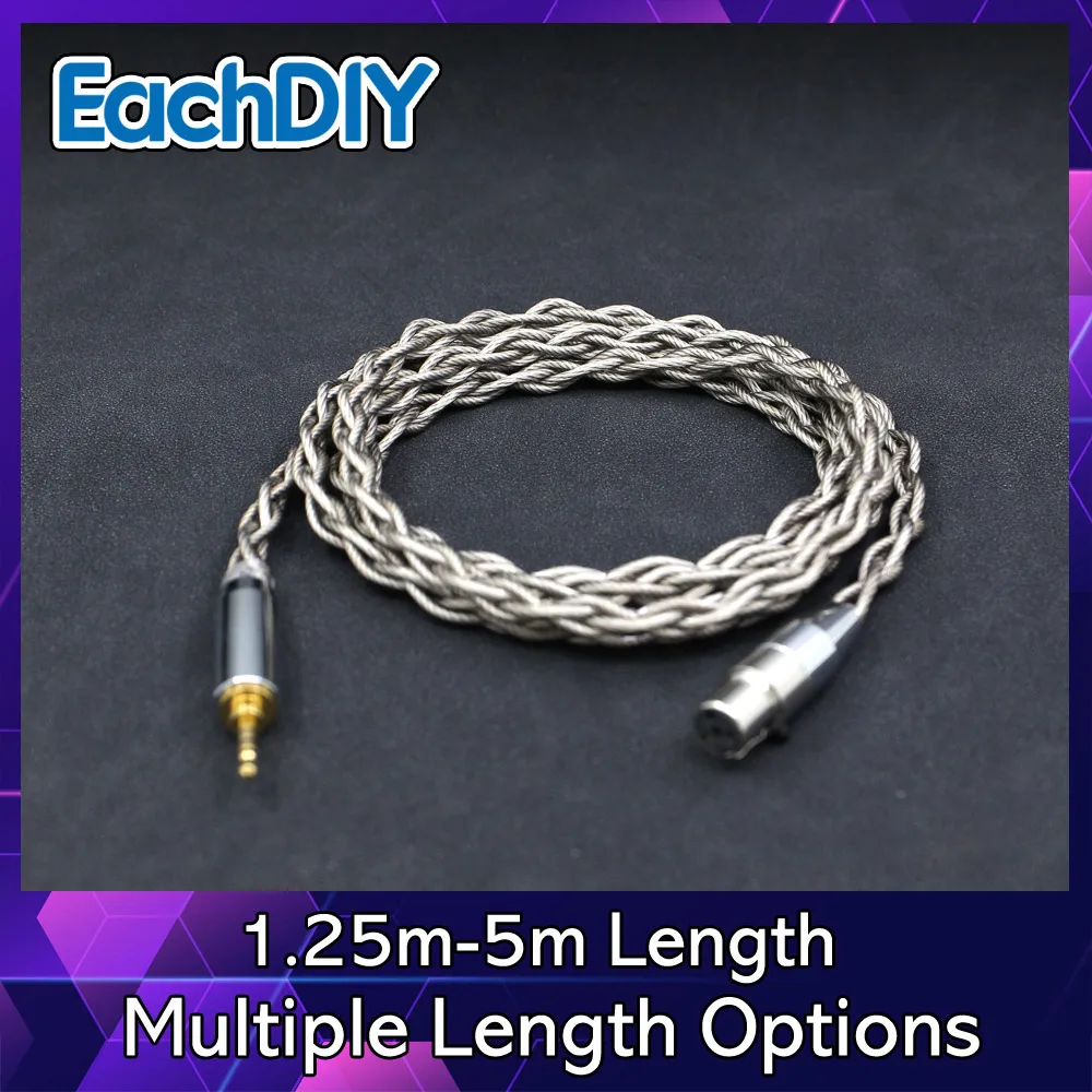 

99% Pure Silver + Graphene Silver Plated 4 Pin Earphone Cable For Pioneer HDJ-X10 AKG K371BT Beyerdynamic DT177x GO LN008255