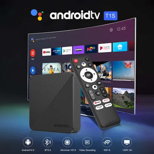Imagen 2 del producto Android14 TV Box Smart 4K Cine en casa T1S AllwinnerH313 Netflix YouTube Wifi6 1000M Lan Bluetooth Chromecast Asistente de voz