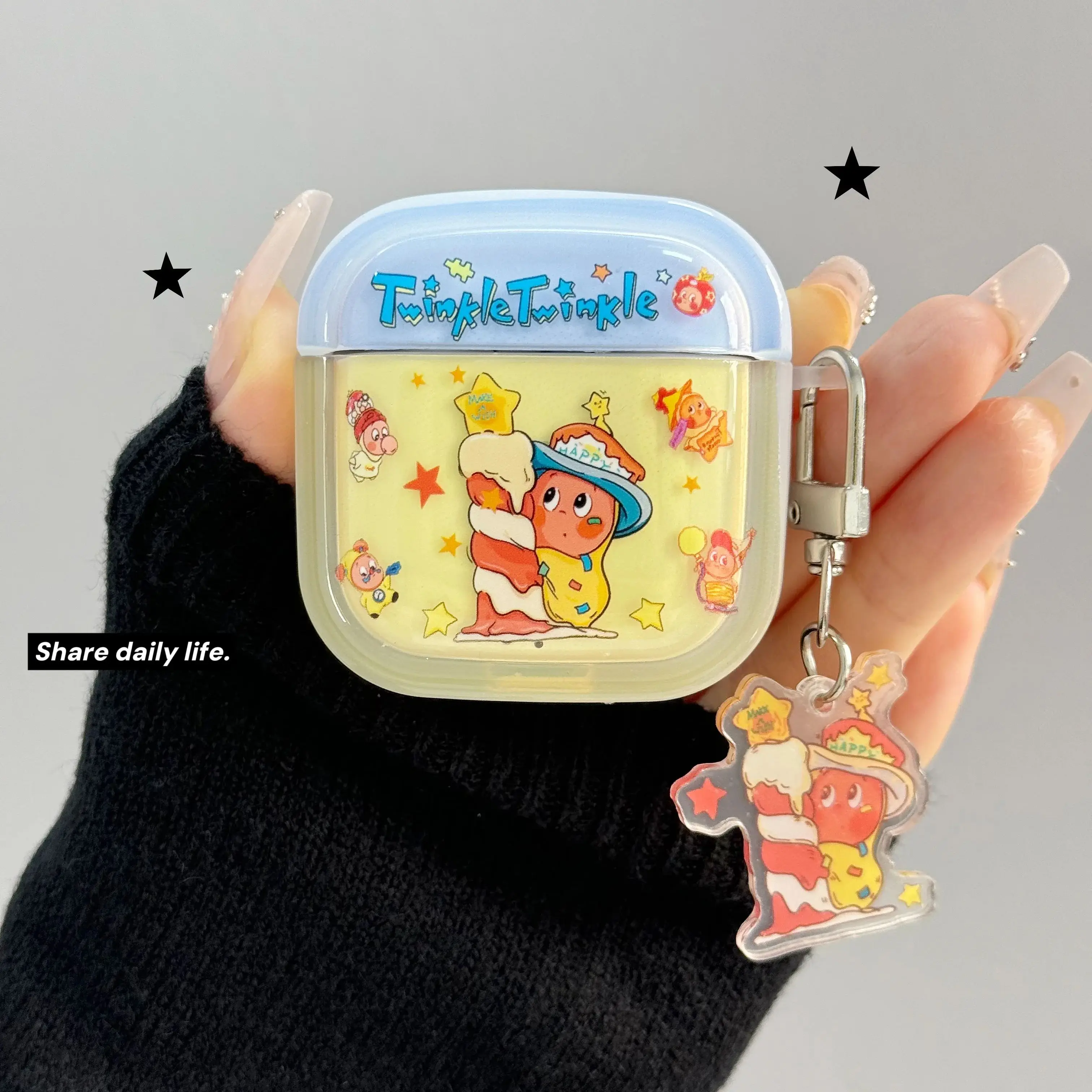 

Twinkle Twinkle Alien earphone Case Pendant for AirPods Pro 2nd gen 4 1 2 3 Cover Cute Candles Stars Protective headphone