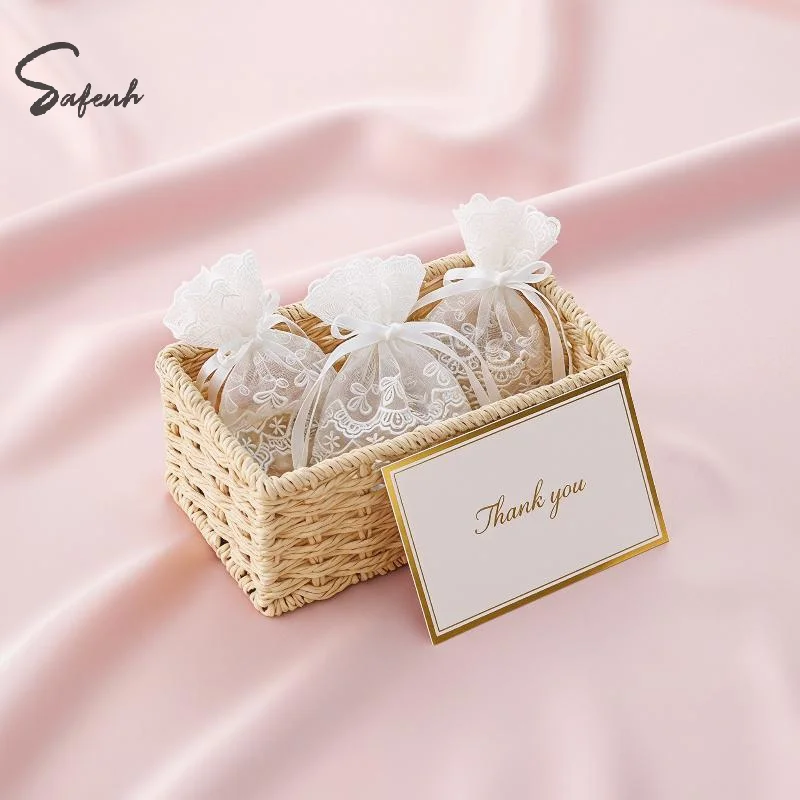 White Gift Bag Festival Favor Gauze Storage Bag Packing Lace Sachet Jewelry Packing Reusable Gift Bag Drawstring Pocket Packing