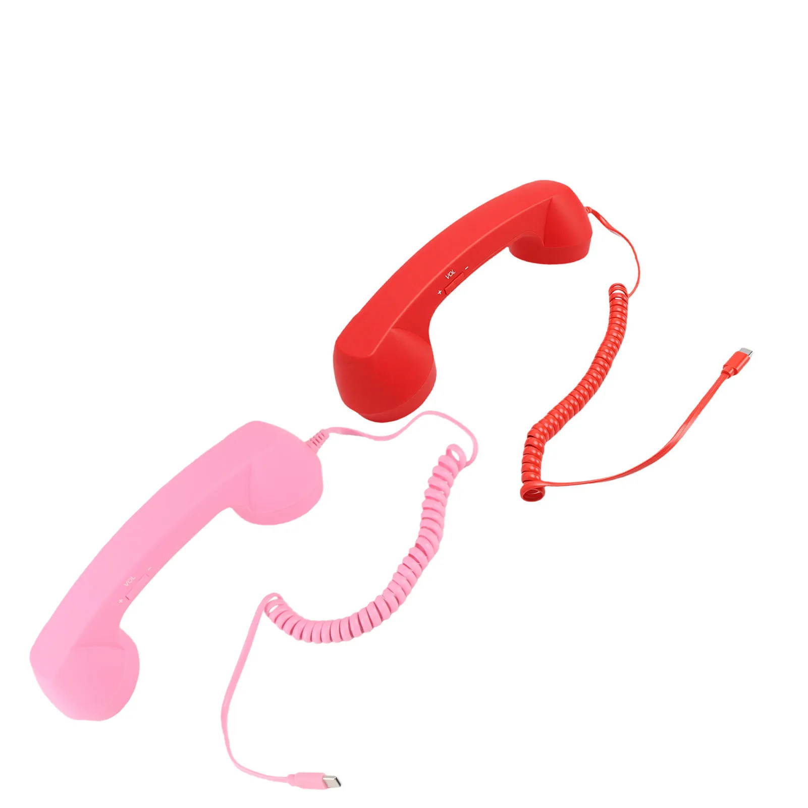 Easy Volume Control Retro Phone Handset Type C Vintage Wired Plug in Handheld Cell Phone Receiver with Speaker and Microphone