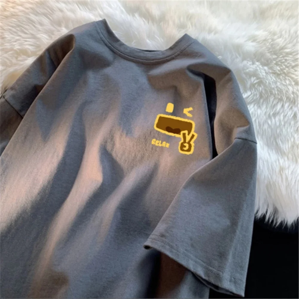 الصيف اليابانية الكرتون متعة مطبوعة تي شيرت فضفاض مريح تي شيرت لينة النسيج كلية نمط تي شيرتات قصيرة الاكمام #2