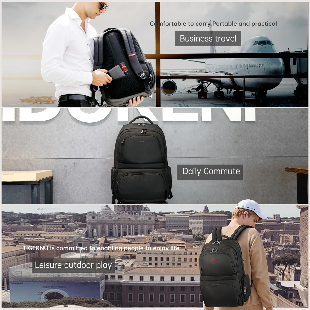 Tigernu Brand Nylon Waterproof - đánh giá và giá Laptop Backpack Anti Theft