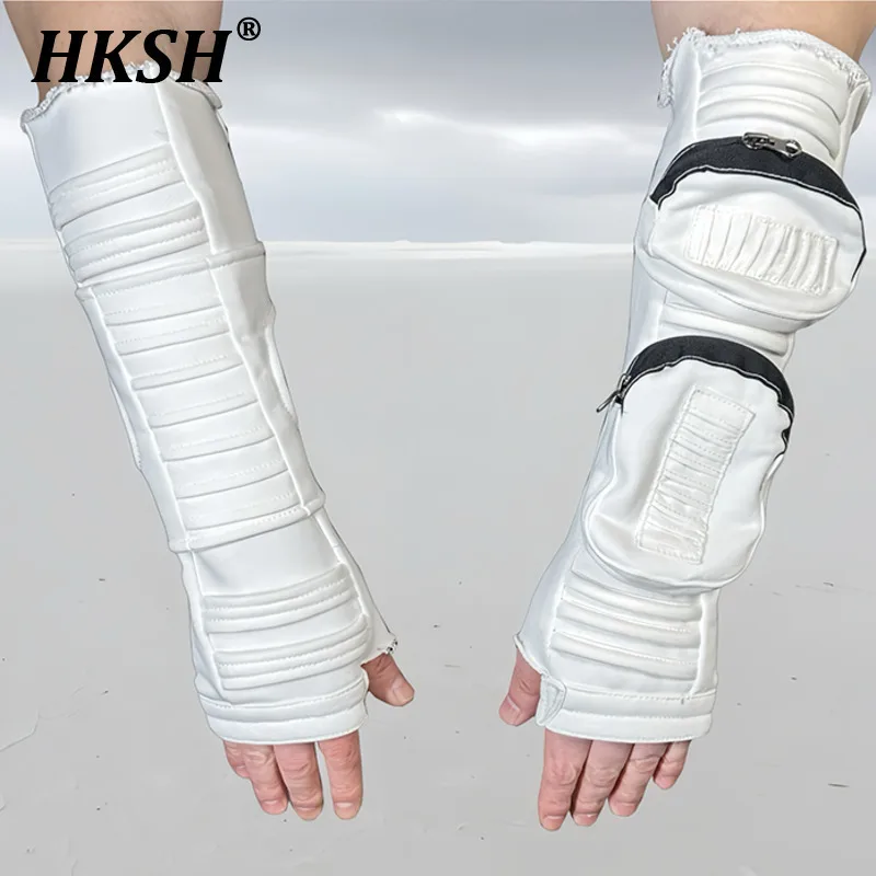 

HKSH Waste Land Men Cotton Dark Craft Asymmetric Chic 3D Pocket Hollow Out Half Finger Sleeves Future Ins Gloves Techwear HK5877