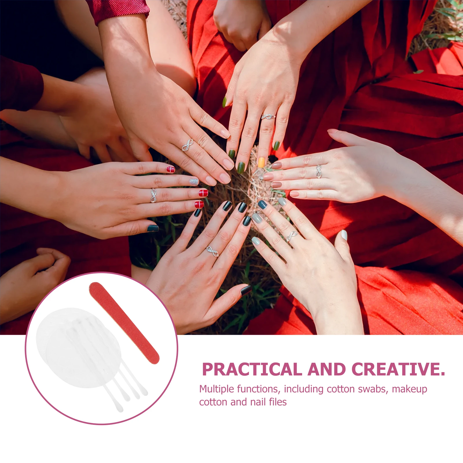 Kit di tamponi per il viso usa e getta da 20 sacchetti con lime per unghie per le donne Set di convenienti da viaggio per la pulizia della rimozione del trucco in cotone organico