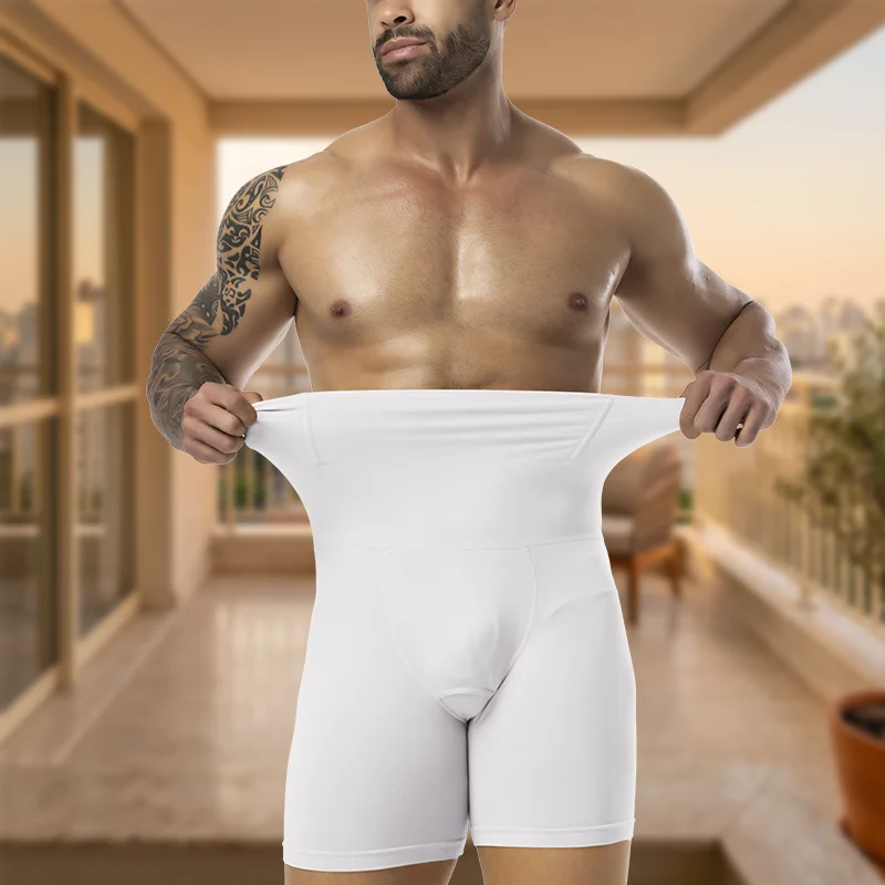 Men Compression Boxer Tummy Control Body Shaper Sexy 3D Pouch Pant Tummy Control Shapewear Shorts High Waist Breathable Brief