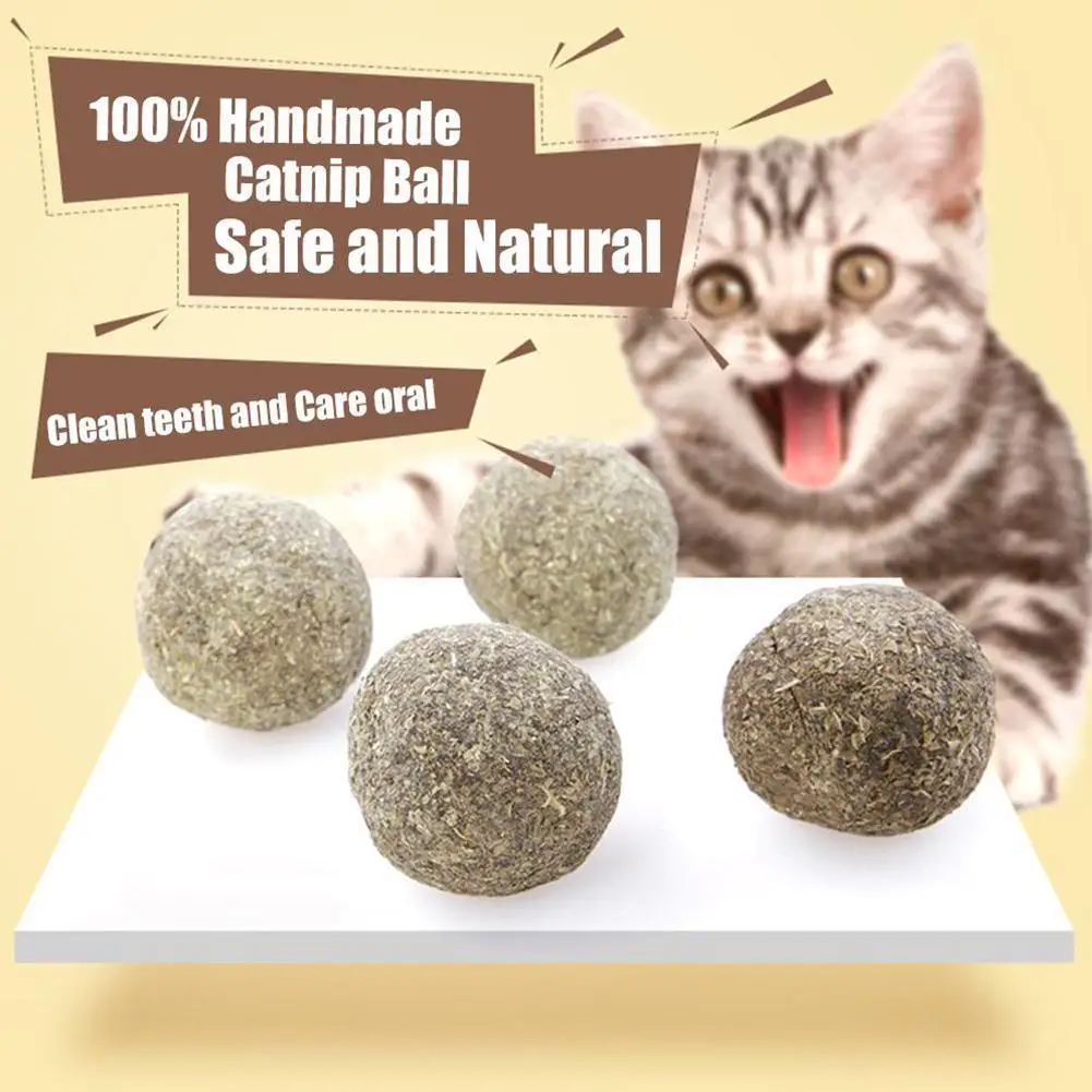 1~5PCS Natural Catnip Cat Wall Stick-on Ball Toys Treats Healthy Natural Removes Hair Balls To Promote Digestion Cat Grass Snack