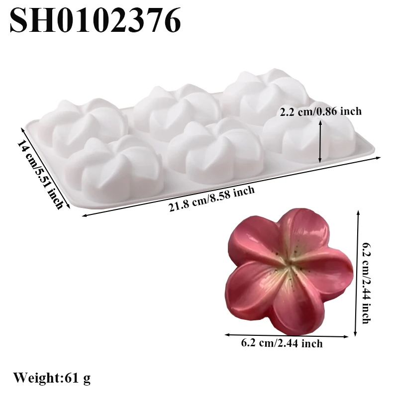 6-Cells Five Petal Flower Shaped Mousse Cake Baking Mold Silicone Cake Mould Chocolate Mold Biscuit Mold Kitchen Bakeware