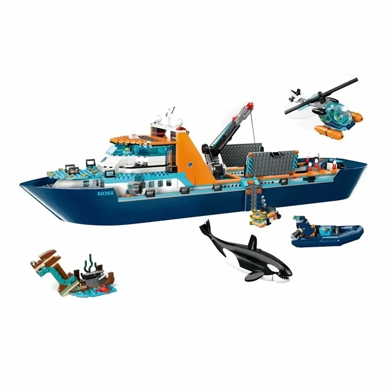 815pcs Deep Sea Exploration Vessel Marine Polar Urban Ocean Reconnaissance Ship Building Block Brick Kids Toys Gift