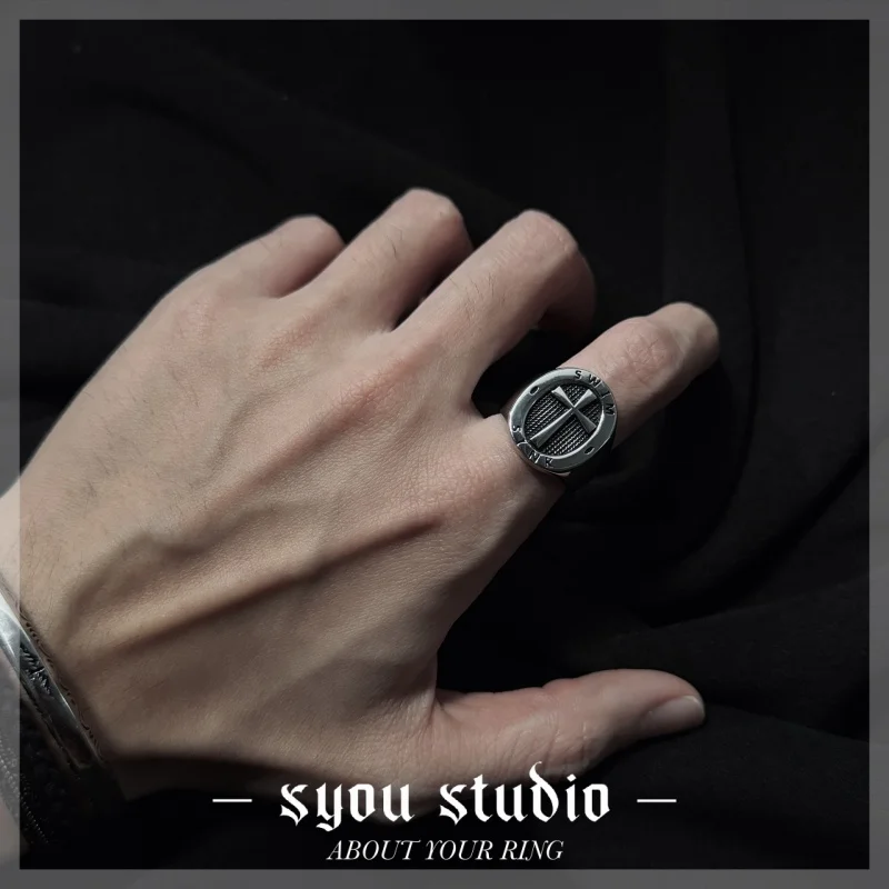 Vintage SWIM God Cross 316L Stainless Steel Ring Unique Niche Jewelry Gift for Men Women Gothic Punk Bulk Retro Cool Wholesale
