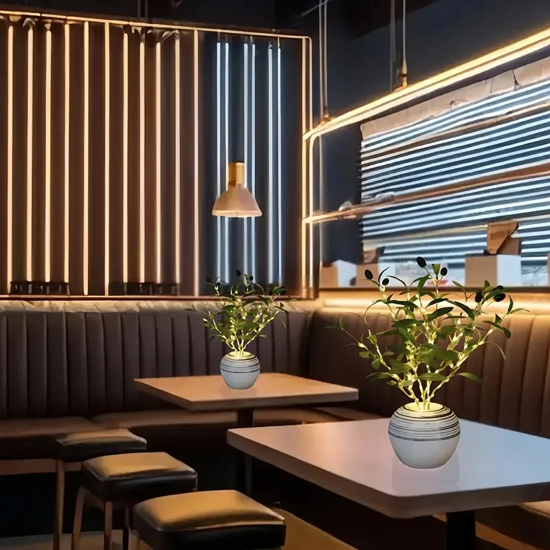 1/3/5PCS Artificial Olive Branch LED Lights,DIY Cafe, Home, Office, Restaurant,Counter Night Light,Battery Powered Strip Light