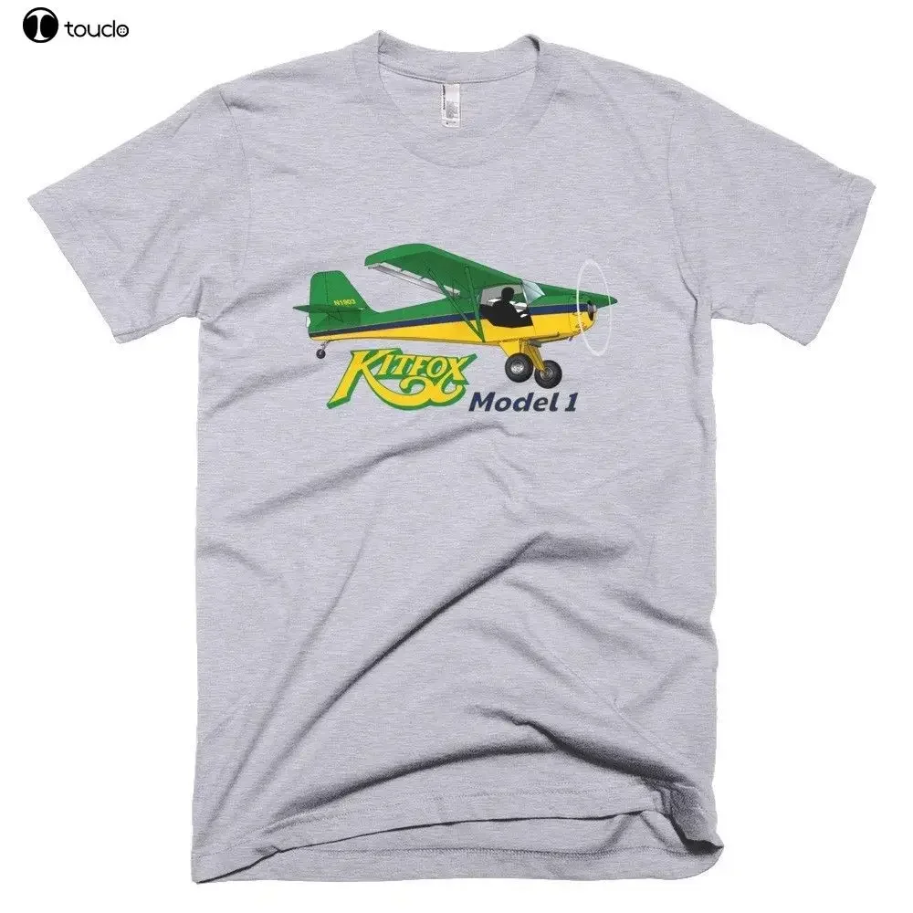 Camiseta de verano con cuello redondo para hombre, 100% algodón, modelo Kitfox 1 (verde/amarillo), con estampado de avión, personalizada con N #   Camiseta