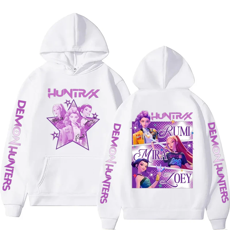 Kpop شيطان الصيادين Fanmerch Mira Rumi Zoey Huntrix هوديي Harajuku البلوز القمم رجل امرأة البلوز المشجعين هدية