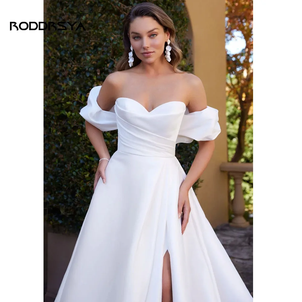 RODDRSYA Simple Sexy Wedding Dress For Women 2023 Sweetheart Off The Shoulder Pleated Bridal Gown Vestidos De Novia Custom Made