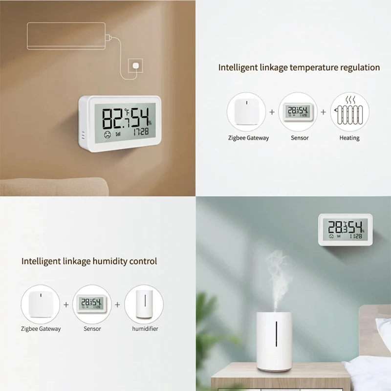 Tuya Smart Desktop Temperature Humidity Sensor With LCD Screen, App Remote Monitoring Smart Home Integra,Work With Alexa/Google