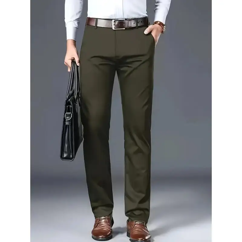 

Men's Casual Silk Pants Side Buckle Other Style Business Suitable Neutral 2026 Spring Seasonal Fashion Menswear