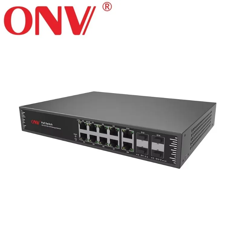 14-port Full Gigabit Managed PoE Switch With SFP, PoE Fiber Switch for CCTV Security System, Camera POE33148PFM