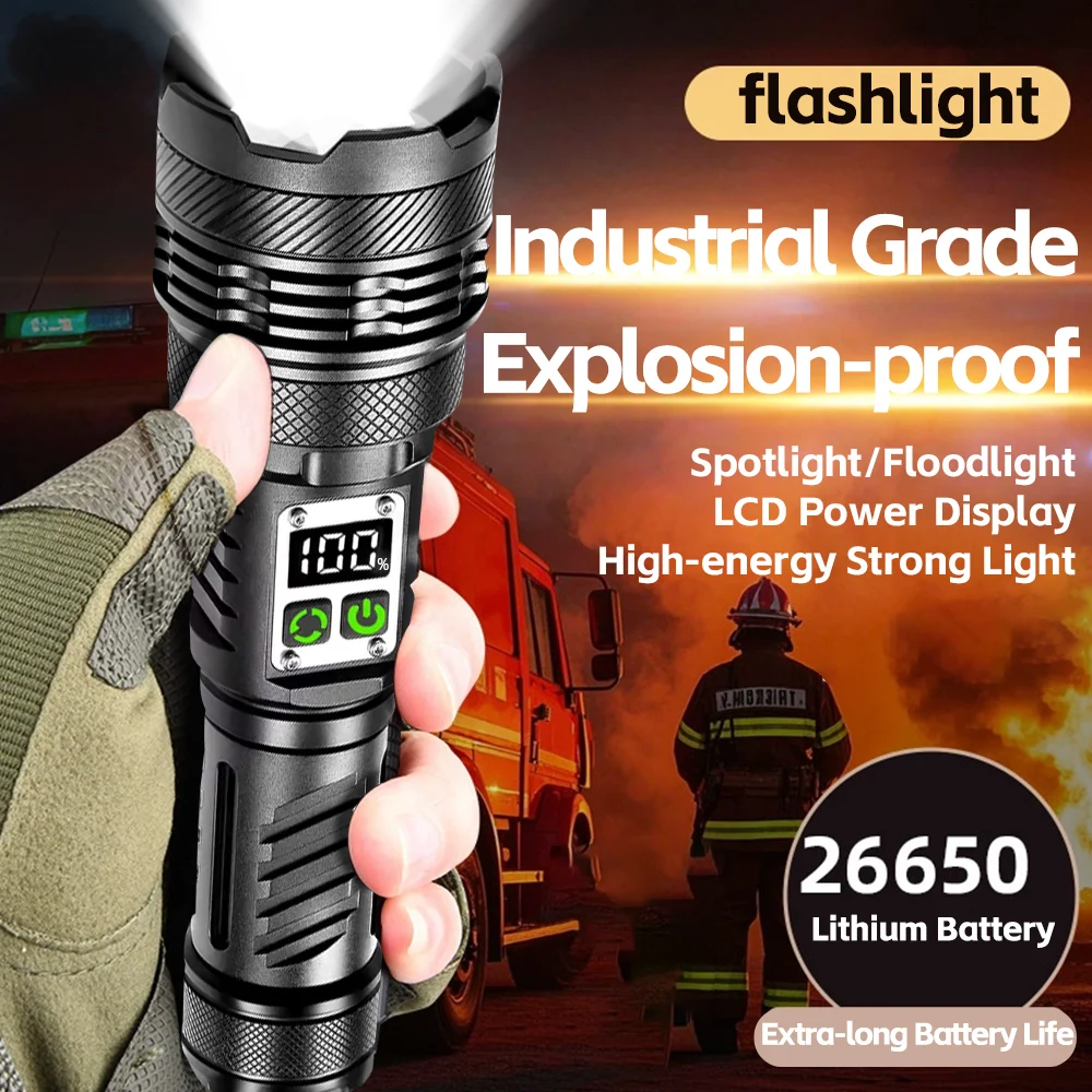Strong light Powerful LED Flashlight Zoomable Spotlight Long Range Torch Explosion-proof Waterproof Tactical Lantern For Outdoor