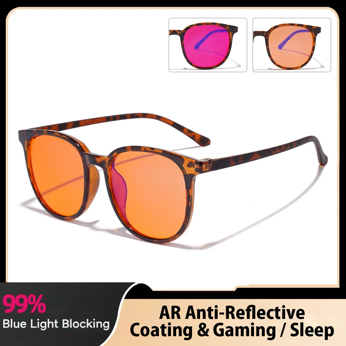 99% Anti-blue Light Glasses with AR Anti-Reflection Film for E-Sports Gaming PC Lenses Elastic Paint Temple for Eye Protection